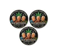 Moneda del Club de Cannabis de los Viejos Cabrones, Moneda de desafío Divertida para Miembros vitalicios, Club de los Viejos Cabrones, Ficha Vintage de Hoja Verde (01# 3Pcs)