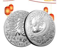 Moneda del Zodiaco Chino,Monedas Chinas de Doble Cara para el año de 2024 - Conmemorativa Tradicional China para el próximo Año Nuevo, Plata, Ver descripción, Ver descripción