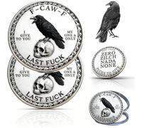 Moneda F-Caw-F - Para quienes se ríen de la vida y no les importa nada, símbolo de libertad y humor, moneda coleccionable premium de 5 cm con diseño de cuervo, regalo de broma para hombres (2 PCS)