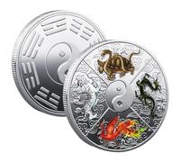 Moneda fresca, moneda de amuleto - Moneda de metal Tai Chi,Moneda conmemorativa antigua, herramienta de rascar para billetes de lotería para regalos de colección de