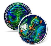 Moneda Glow Forest Cat de 5 años de sobriedad, monedas AA de afirmación, moneda de recuperación de adicción al árbol de la vida, moneda sobria de cinco años, símbolo de aniversario de recuperación