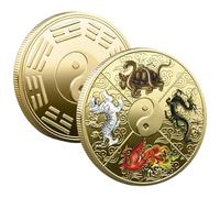 Moneda, moneda de la suerte, moneda china de la suerte de Tai Chi, herramienta para rascar el billete de lotería, moneda antigua I Ging para cumpleaños, Navidad, Pascua, fiesta de vacaciones