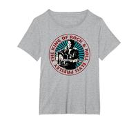 Moneda Oficial de Elvis Presley Camiseta, Mujer Tallas Grandes, Gris Jaspeado, 4XL Grande