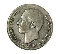 Moneda Plata España 1883 * 83 1 Peseta Alfonso XII