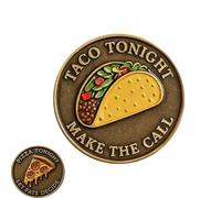 Moneda Qué Comer Pizza o Taco Esta Noche, Divertida ficha para Resolver dilemas de Cena, Monedas Divertidas con temática de Pizza o Taco, para Fiestas, Amigos y Novios (1pc)