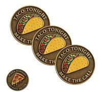 Moneda Qué Comer Pizza o Taco Esta Noche, Divertida ficha para Resolver dilemas de Cena, Monedas Divertidas con temática de Pizza o Taco, para Fiestas, Amigos y Novios (3pcs)