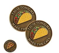 Moneda Qué Comer Pizza o Taco Esta Noche, Divertida ficha para Resolver dilemas de Cena, Monedas Divertidas con temática de Pizza o Taco, para Fiestas, Amigos y Novios (2pcs)