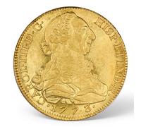 Monedas Antiguas españolas, 1773 Carlos III 8 Escudo Moneda Oro España, Moneda Plata 8 Reales columnarios coleccionables, colección Monedas conmemorativas para coleccionistas Raras