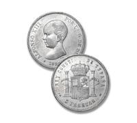 Monedas Antiguas españolas, Moneda 5 pesetas Plata coleccionables, colección Moneda Oro España, Monedas conmemorativas para coleccionistas Raras (Alfonso XIII 5 Pesetas 1888)