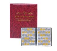 Monedas Coleccion 480 Bolsillos, Álbum de monedas,Colección de monedas,Bolsillos para álbumes de monedas,Libro de almacenamiento de monedas Álbum,para coleccionar Monedas y Monedas de Recuerdo (Rojo)