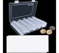 Monedas Coleccion,Organizador Monedas,100 Piezas Caja Monedas,Monedas De Plástico Caja con Almohadilla EVA para Suministros de Recogida de Monedas