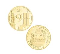 Monedas Conmemorativas 2021: Moneda De Desafío Chapada En Oro del 20.º Aniversario del 11-S. Moneda De Recuerdo De Los Ataques Terroristas Al World Trade Center.