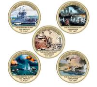 Monedas conmemorativas Doradas del Ataque a Pearl Harbor Monedas de desafío Militar coleccionables Regalos de Recuerdo del ejército para Veteranos (5 Unidades)