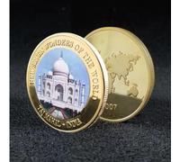 Monedas Conmemorativas Siete Maravillas del Mundo Moneda De Colección Impresión A Color Bañada En Oro Grandes Edificios Monedas De Recuerdo