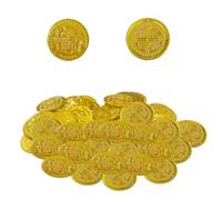 Monedas de búsqueda del tesoro pirata - 100 piezas de dinero falso de color metálico | Fichas de oro enterradas para juegos infantiles y actividades para niños pequeños | Favores de fiesta infantil pa