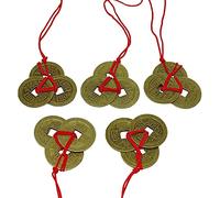 Monedas de Chinas,Monedas Feng Shui 1 Pulgada China Monedas de Fortuna Antiguas 5 Set Monedas de I-Ching Suerte Cobre Moneda de Riqueza con Cuerda Roja para Riqueza y Buena Suerte