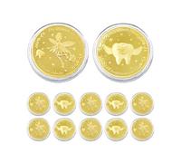 Monedas de hada de los dientes, 10 unidades, diseño de hada de los dientes, monedas conmemorativas doradas, monedas conmemorativas de los dientes, moneda conmemorativa del diente perdido, regalo para