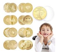Monedas de hadas de dientes, Tianher 16 unidades de oro de hadas de dientes, regalos para niñas, niños, monedas conmemorativas con diferentes patrones para los dientes perdidos, regalos para niños