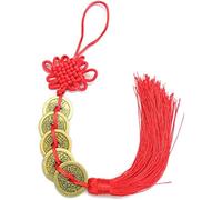 Monedas Feng Shui para la riqueza y el éxito con el nudo chino Monedas de la suerte Cinco dinero del emperador (rojo) Profesional y de moda