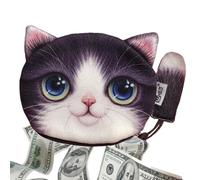 Monedas PUNSIÓN Cambio 'Animal - Funda para el Cambio portátil, simpática Bolsa de Monedas con Cremallera Gato Multifuncional con decoración de Cola de Gato, Bolsa de Monedas PE, Violeta,