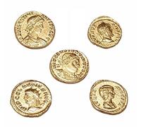 Monedas romanas imperiales antiguas chapadas en oro - Colección Set réplica emperadores romanos 5 piezas - Artesanía italiana, hecha a mano - Made in Italy