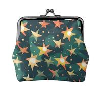 Monedero Atomic Stars con estampado retro para mujer, cartera pequeña para mujer, pequeña bolsa de maquillaje para bolso, cartera ultrafina retro, Negro -, Talla única, Art Deco