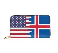 Monedero Bandera De La Amistad Entre Estados Unidos E Islandia Billetera Bolsa Muchas Ranuras para Tarjetas Coin Purse Monedero Moda Monedero Mujer para Niña, Amante, Damas