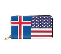 Monedero Bandera De La Amistad Entre Estados Unidos E Islandia Carteras Tarjeteros Muchas Ranuras para Tarjetas Billetera Bolsa Retro Monedas Tarjetero para Niña, Damas, Mejor Amigo