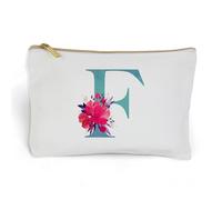 Monedero Billetero Neceser Pequeño Personalizado con Inicial Floral Regalo Mujer Estuche Viaje (F)
