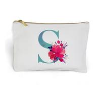 Monedero Billetero Neceser Pequeño Personalizado con Inicial Floral Regalo Mujer Estuche Viaje (S)