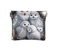 Monedero blanco con diseño de búho nevado para mujer, cartera para mujer, pequeña, bolsa de monedas para hombre, Búho nevado blanco, 4.33x3.74In, Búho nevado blanco