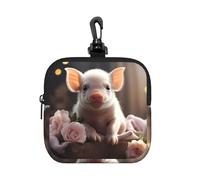 Monedero, bonito tarjetero con estampado de cerdo joven, mini cartera con llavero, para viajes, uso diario y regalos