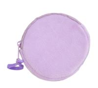 Monedero circular en miniatura con forma de monedero redondo de felpa, llavero para auriculares, bolsas organizadoras hechas a mano, regalos elegantes, morado claro, Talla única