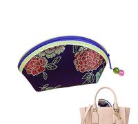 Monedero clásico - Cartera de estilo chino con cremallera, exquisita bolsa con cremallera, bolsa de almacenamiento de joyas para mujer, bolsa de joyería bordada con flores, morado oscuro, Refer to