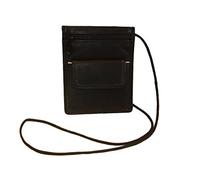 Monedero colgado del Cuello Monedero Colgante Cuello para señores y señoras LEAS, Piel auténtica, Negro - ''LEAS Travel-Line''