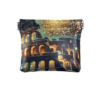 Monedero Coliseo Noche Estrellada para mujer, monederos, cartera delgada para mujer, Coliseo Noche estrellada, 4.33x3.74In, Coliseo Noche estrellada