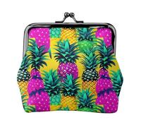 Monedero colorido con estampado de piña, elegante y único, bonita cartera con cierre de beso, impermeable para monedas