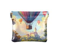 Monedero colorido con globo aerostático, monedero de cuero para mujer, cartera pequeña para mujer, Colorido globo de aire caliente., 4.33x3.74In, Globo de aire caliente colorido
