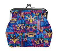 Monedero colorido étnico de África Aloha con hebilla, bolsa vintage con hebilla, bolsa de embrague con cierre de beso, monedero con cierre floral para mujeres y niñas, Multicolor 09, Talla única,