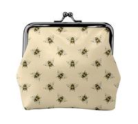 Monedero compacto con estampado de abeja de miel para mujer, bolsa de monedas con cierre de beso con cremallera, viajes, compras, regalo