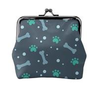 Monedero compacto con estampado de huesos y garras de perro, 11,5 x 10,5 cm, bonita mini cartera con bolsa impermeable con cierre de beso