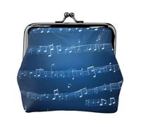 Monedero compacto con estampado de notas musicales azules de 11,5 x 10,5 cm, bonita mini cartera con bolsa impermeable con cierre de beso