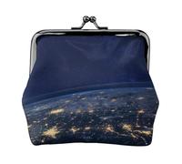 Monedero compacto con estampado de vista de la Tierra, 11,5 x 10,5 cm, bonita mini cartera con bolsa impermeable con cierre de beso