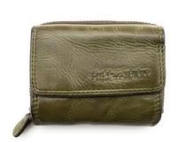 Monedero compacto de cuero genuino para mujer y hombre - pequeño portamonedas con protección RFID, 2 compartimentos para billetes, compartimento para monedas con cremallera, cuero genuino, S, Casual