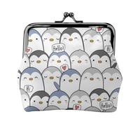 Monedero compacto y versátil con bonito estampado de pingüino para mujer, con cierre de beso, pequeña bolsa con cremallera
