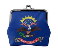 Monedero con bandera del estado de Dakota del Norte. Monedero de doble cara para mujer, pequeño tarjetero de piel sintética