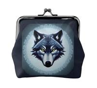 Monedero con cabeza de lobo feroz. Monedero de doble cara para mujer, pequeño tarjetero de piel sintética