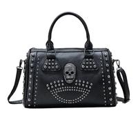 Monedero con Calavera, Bolso gótico de PVC Negro, Bolsos con Calavera de Gran Capacidad con Remache, Bolso médico Tachonado para Mujeres y Hombres, Monedero gótico