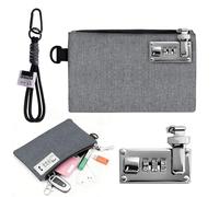 Monedero con Cerradura, Bolsa de Documentos con Cerradura, Monedero pequeño, Caja Fuerte portátil, Bolsa Impermeable para Objetos de Valor, Dinero, Pasaporte, Archivo bancario, Joyas (Gris)