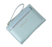 Monedero con cremallera para mujer, cartera corta con cordón, monedero multifuncional de gran capacidad para notas importantes, Blue, Refer to description, Unisex